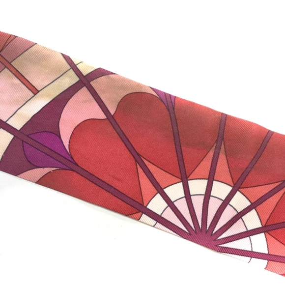 HERMES ROSE DE COMPAS Twilly Silk 100% Scarf - Picture 6 of 8